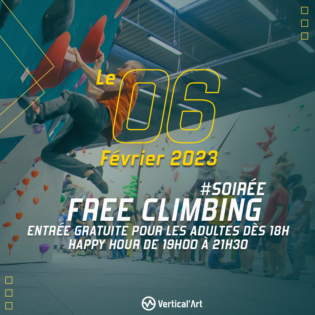 Soirée Free Climbing à Vertical'Art Orléans lundi 6 novembre 2023