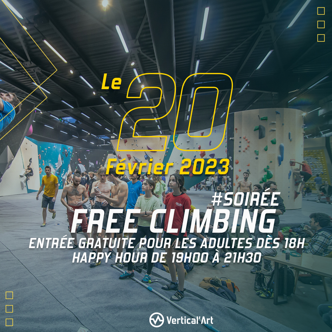 Soirée Free Climbing à Vertical'Art Orléans lundi 20 novembre 2023