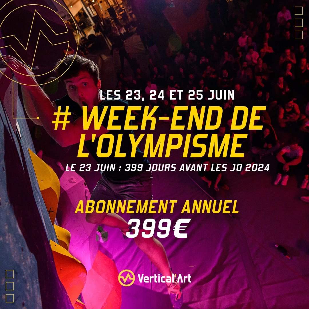 Week-end de l'olympisme les 24 et 25 juin à Vertical'Art : L'abonnement annuel à 399€