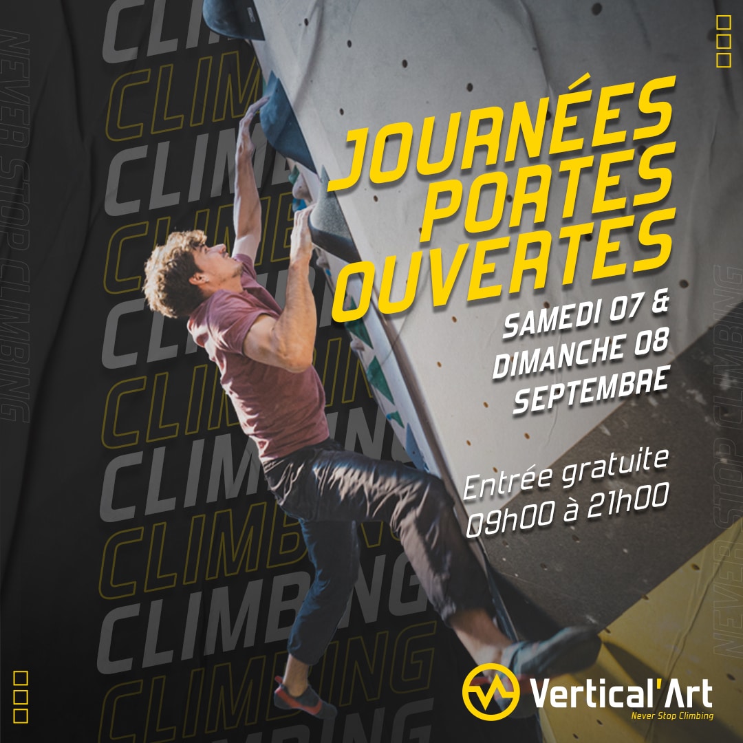 Journées Portes Ouvertes à Vertical'Art Orléans samedi 7 et dimanche 8 septembre : Découvrez l'escalade gratuitement !